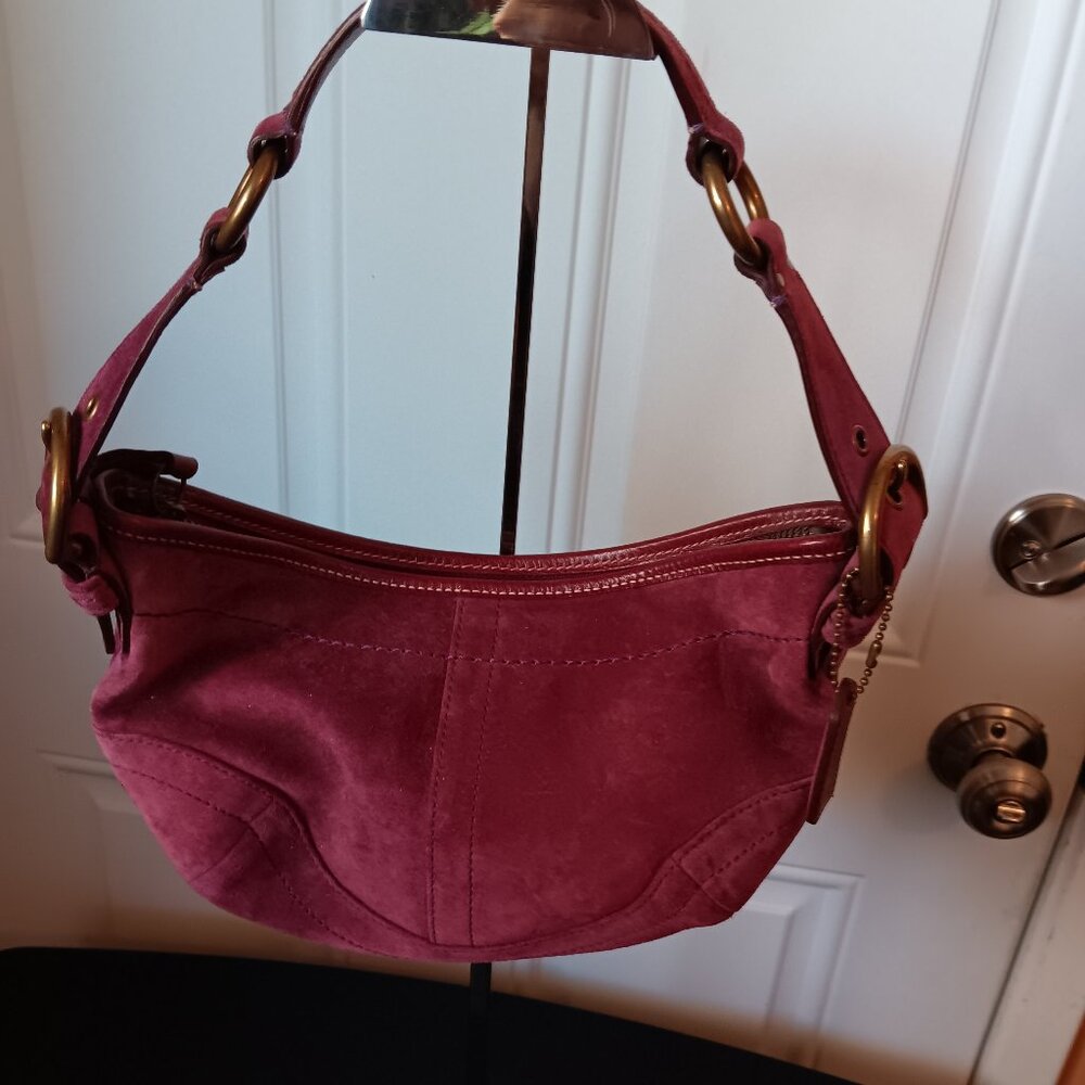 Vintage Coach 9658  wine color suede hobo purse